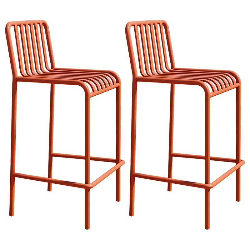 Modern Armless Backrest Counter Stool Iron Cafe Bar Stool with Seat and Pedal Orange 2 Piece Set Clearhalo 'Bar Furniture' 'Bar Stools' 'bar_stools' 'furn' 'furn_bar_stools' 'Furniture' 'furniture_bar_stools' 'Kitchen & Dining Furniture' 4889245