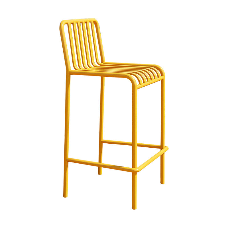 Modern Armless Backrest Counter Stool Iron Cafe Bar Stool with Seat and Pedal Clearhalo 'Bar Furniture' 'Bar Stools' 'bar_stools' 'furn' 'furn_bar_stools' 'Furniture' 'furniture_bar_stools' 'Kitchen & Dining Furniture' 4889246