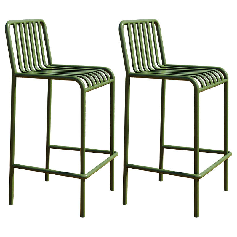 Modern Armless Backrest Counter Stool Iron Cafe Bar Stool with Seat and Pedal Green 2 Piece Set Clearhalo 'Bar Furniture' 'Bar Stools' 'bar_stools' 'furn' 'furn_bar_stools' 'Furniture' 'furniture_bar_stools' 'Kitchen & Dining Furniture' 4889247