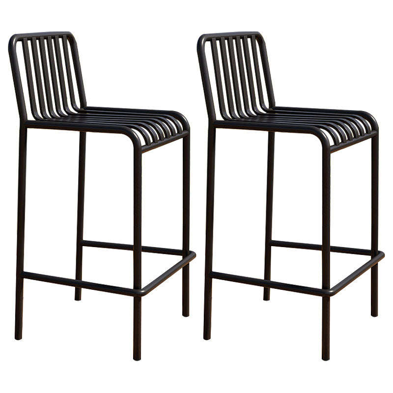 Modern Armless Backrest Counter Stool Iron Cafe Bar Stool with Seat and Pedal Black 2 Piece Set Clearhalo 'Bar Furniture' 'Bar Stools' 'bar_stools' 'furn' 'furn_bar_stools' 'Furniture' 'furniture_bar_stools' 'Kitchen & Dining Furniture' 4889250