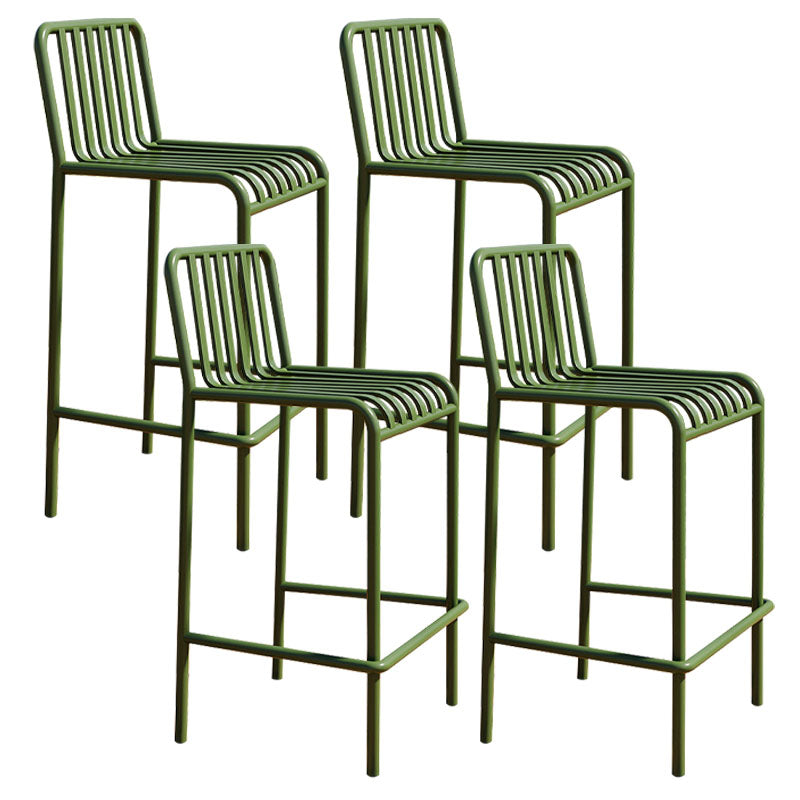 Modern Armless Backrest Counter Stool Iron Cafe Bar Stool with Seat and Pedal Green 4 Piece Set Clearhalo 'Bar Furniture' 'Bar Stools' 'bar_stools' 'furn' 'furn_bar_stools' 'Furniture' 'furniture_bar_stools' 'Kitchen & Dining Furniture' 4889254