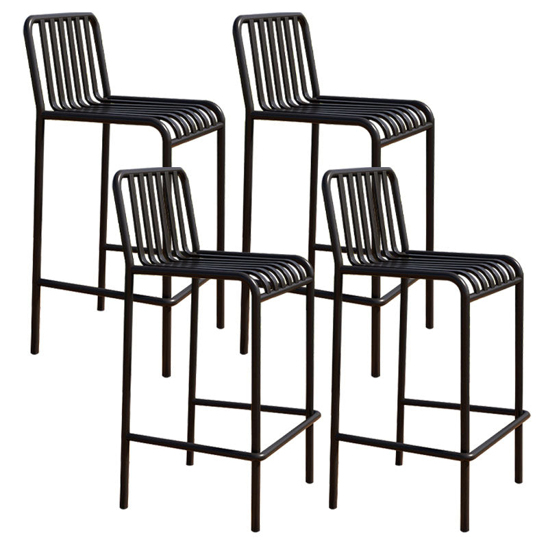 Modern Armless Backrest Counter Stool Iron Cafe Bar Stool with Seat and Pedal Black 4 Piece Set Clearhalo 'Bar Furniture' 'Bar Stools' 'bar_stools' 'furn' 'furn_bar_stools' 'Furniture' 'furniture_bar_stools' 'Kitchen & Dining Furniture' 4889255