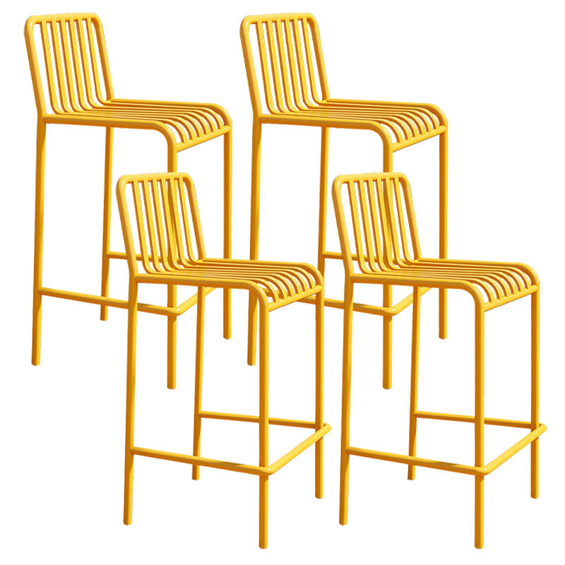 Modern Armless Backrest Counter Stool Iron Cafe Bar Stool with Seat and Pedal Yellow 4 Piece Set Clearhalo 'Bar Furniture' 'Bar Stools' 'bar_stools' 'furn' 'furn_bar_stools' 'Furniture' 'furniture_bar_stools' 'Kitchen & Dining Furniture' 4889256