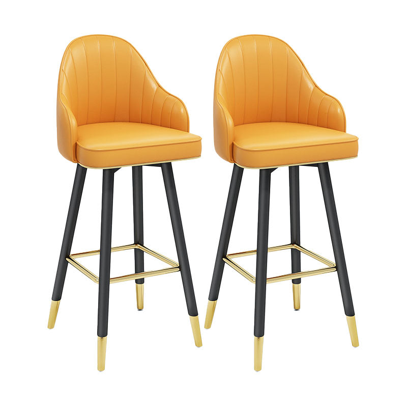 Scandinavian Armed Swivel Barstool Matte Finish Leather Stool Yellow 2 Piece Set Bar Stool(30"H) Clearhalo 'Bar Furniture' 'Bar Stools' 'bar_stools' 'furn' 'furn_bar_stools' 'Furniture' 'furniture_bar_stools' 'Kitchen & Dining Furniture' 4889263