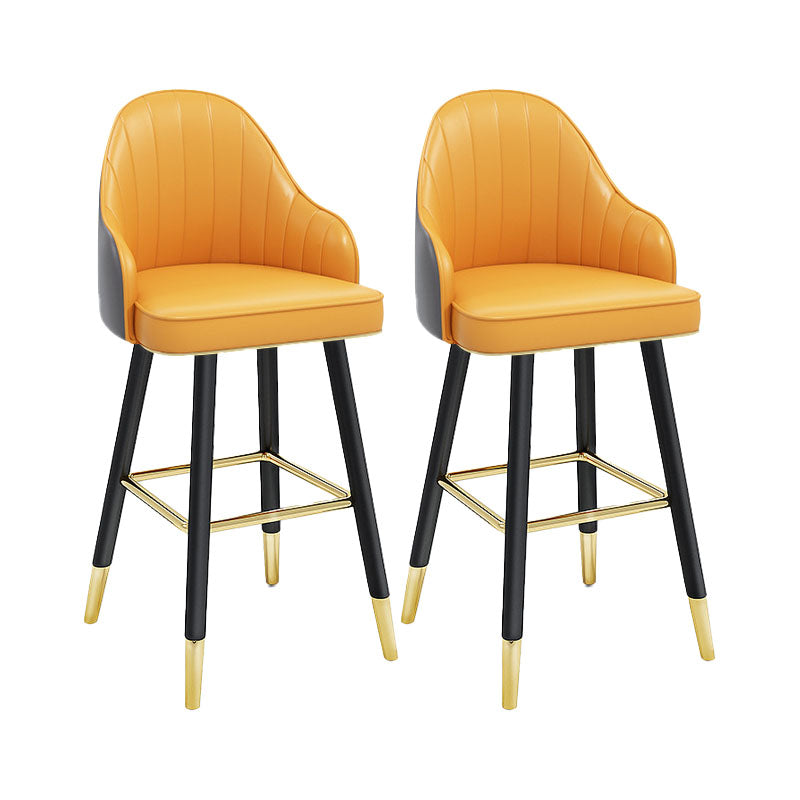 Scandinavian Armed Swivel Barstool Matte Finish Leather Stool Yellow-Gray 2 Piece Set Counter Stool(26"H) Clearhalo 'Bar Furniture' 'Bar Stools' 'bar_stools' 'furn' 'furn_bar_stools' 'Furniture' 'furniture_bar_stools' 'Kitchen & Dining Furniture' 4889268