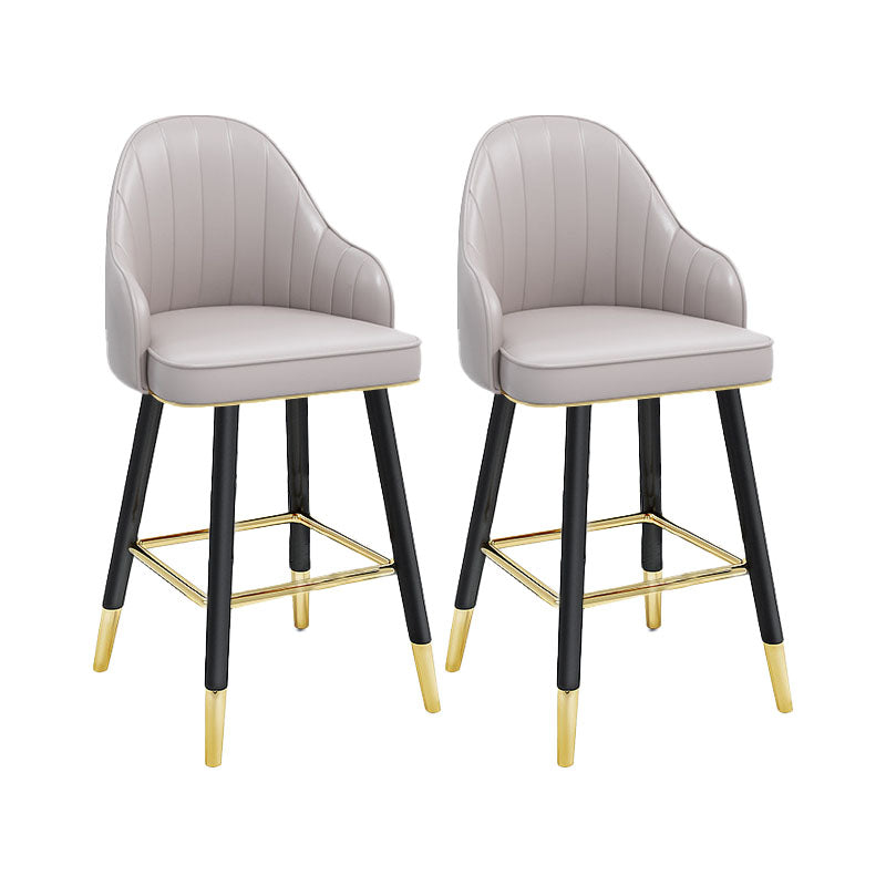 Scandinavian Armed Swivel Barstool Matte Finish Leather Stool Light Gray 2 Piece Set Short Stool(22"H) Clearhalo 'Bar Furniture' 'Bar Stools' 'bar_stools' 'furn' 'furn_bar_stools' 'Furniture' 'furniture_bar_stools' 'Kitchen & Dining Furniture' 4889271
