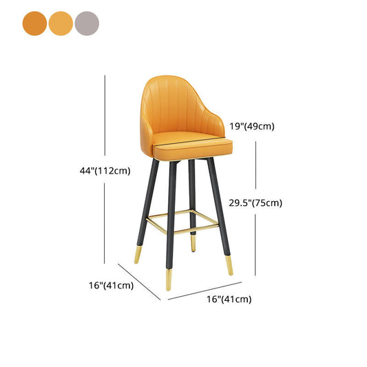Scandinavian Armed Swivel Barstool Matte Finish Leather Stool Clearhalo 'Bar Furniture' 'Bar Stools' 'bar_stools' 'furn' 'furn_bar_stools' 'Furniture' 'furniture_bar_stools' 'Kitchen & Dining Furniture' 4889284