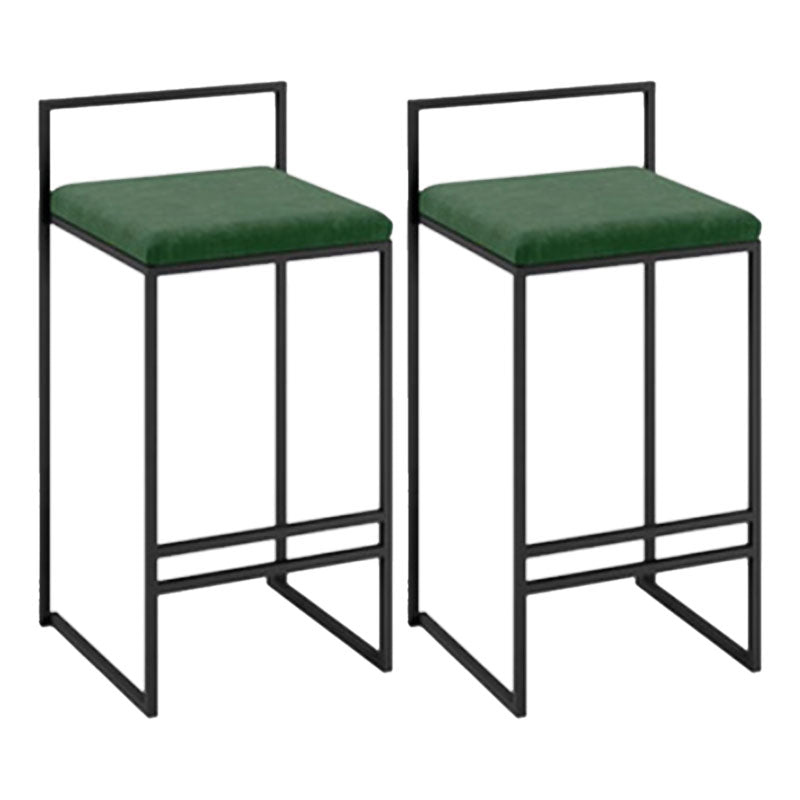 Modern Backrest Counter Stool Iron Milk Tea Shop Bar Stool with Velvet Cushion and Pedal Green 2 Piece Set Clearhalo 'Bar Furniture' 'Bar Stools' 'bar_stools' 'furn' 'furn_bar_stools' 'Furniture' 'furniture_bar_stools' 'Kitchen & Dining Furniture' 4889289