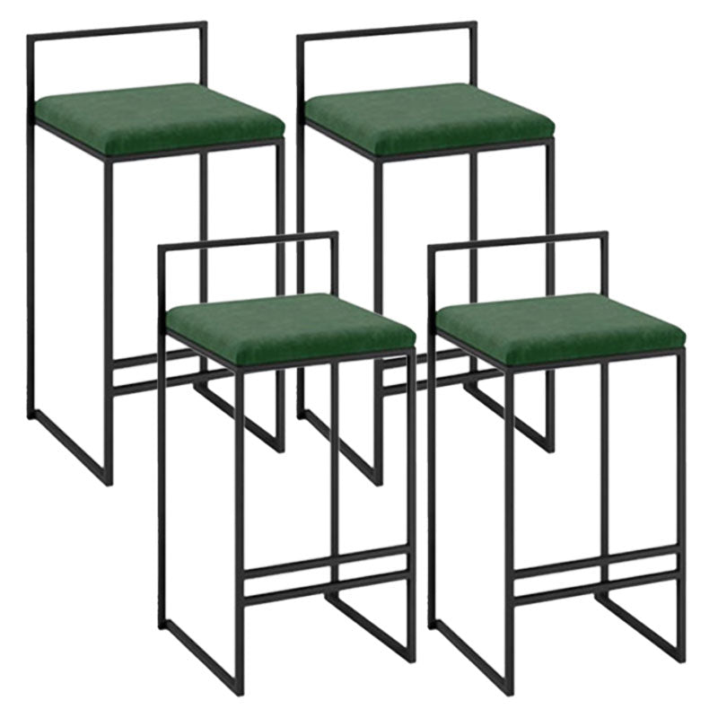 Modern Backrest Counter Stool Iron Milk Tea Shop Bar Stool with Velvet Cushion and Pedal Green 4 Piece Set Clearhalo 'Bar Furniture' 'Bar Stools' 'bar_stools' 'furn' 'furn_bar_stools' 'Furniture' 'furniture_bar_stools' 'Kitchen & Dining Furniture' 4889297
