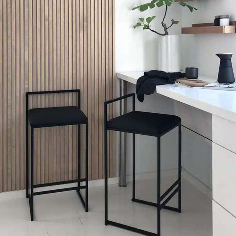 Modern Backrest Counter Stool Iron Milk Tea Shop Bar Stool with Velvet Cushion and Pedal Clearhalo 'Bar Furniture' 'Bar Stools' 'bar_stools' 'furn' 'furn_bar_stools' 'Furniture' 'furniture_bar_stools' 'Kitchen & Dining Furniture' 4889300