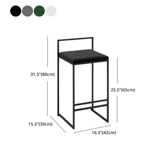 Modern Backrest Counter Stool Iron Milk Tea Shop Bar Stool with Velvet Cushion and Pedal Clearhalo 'Bar Furniture' 'Bar Stools' 'bar_stools' 'furn' 'furn_bar_stools' 'Furniture' 'furniture_bar_stools' 'Kitchen & Dining Furniture' 4889302