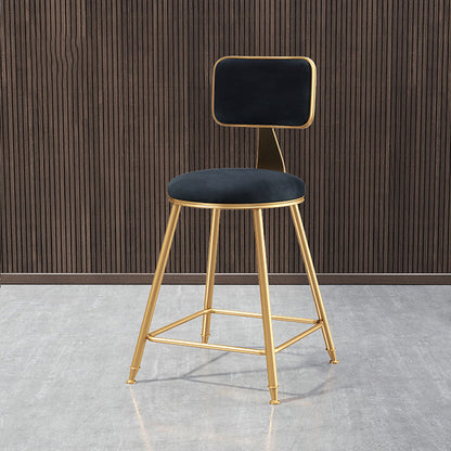 Nordic Style Backrest Counter Stool Iron Cafe Bar Stool with Cushion and Pedal Black 1 Piece Short Stool(18"H) Clearhalo 'Bar Furniture' 'Bar Stools' 'bar_stools' 'furn' 'furn_bar_stools' 'Furniture' 'furniture_bar_stools' 'Kitchen & Dining Furniture' 4889379