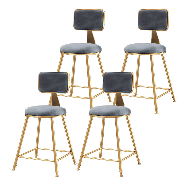 Nordic Style Backrest Counter Stool Iron Cafe Bar Stool with Cushion and Pedal Gray 4 Piece Set Short Stool(18"H) Clearhalo 'Bar Furniture' 'Bar Stools' 'bar_stools' 'furn' 'furn_bar_stools' 'Furniture' 'furniture_bar_stools' 'Kitchen & Dining Furniture' 4889389
