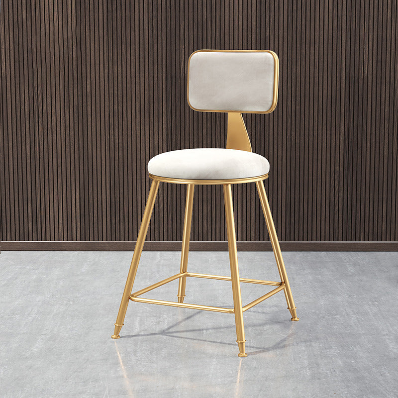 Nordic Style Backrest Counter Stool Iron Cafe Bar Stool with Cushion and Pedal White 1 Piece Short Stool(18"H) Clearhalo 'Bar Furniture' 'Bar Stools' 'bar_stools' 'furn' 'furn_bar_stools' 'Furniture' 'furniture_bar_stools' 'Kitchen & Dining Furniture' 4889390