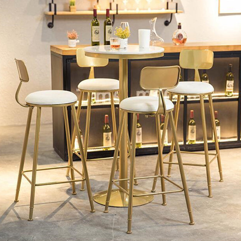 Nordic Style Backrest Counter Stool Iron Cafe Bar Stool with Cushion and Pedal Clearhalo 'Bar Furniture' 'Bar Stools' 'bar_stools' 'furn' 'furn_bar_stools' 'Furniture' 'furniture_bar_stools' 'Kitchen & Dining Furniture' 4889391