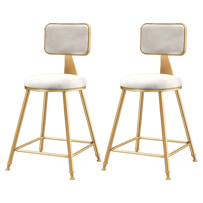 Nordic Style Backrest Counter Stool Iron Cafe Bar Stool with Cushion and Pedal White 2 Piece Set Short Stool(18"H) Clearhalo 'Bar Furniture' 'Bar Stools' 'bar_stools' 'furn' 'furn_bar_stools' 'Furniture' 'furniture_bar_stools' 'Kitchen & Dining Furniture' 4889393