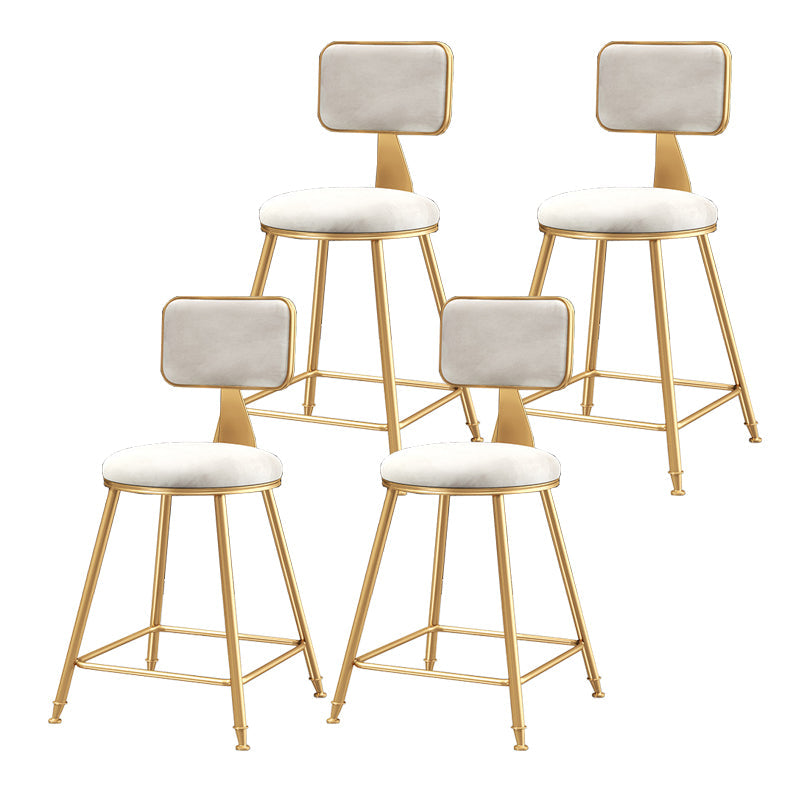 Nordic Style Backrest Counter Stool Iron Cafe Bar Stool with Cushion and Pedal White 4 Piece Set Short Stool(18"H) Clearhalo 'Bar Furniture' 'Bar Stools' 'bar_stools' 'furn' 'furn_bar_stools' 'Furniture' 'furniture_bar_stools' 'Kitchen & Dining Furniture' 4889394