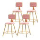 Nordic Style Backrest Counter Stool Iron Cafe Bar Stool with Cushion and Pedal Pink 4 Piece Set Short Stool(18"H) Clearhalo 'Bar Furniture' 'Bar Stools' 'bar_stools' 'furn' 'furn_bar_stools' 'Furniture' 'furniture_bar_stools' 'Kitchen & Dining Furniture' 4889397