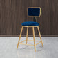 Nordic Style Backrest Counter Stool Iron Cafe Bar Stool with Cushion and Pedal Blue 1 Piece Short Stool(18"H) Clearhalo 'Bar Furniture' 'Bar Stools' 'bar_stools' 'furn' 'furn_bar_stools' 'Furniture' 'furniture_bar_stools' 'Kitchen & Dining Furniture' 4889398