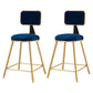 Nordic Style Backrest Counter Stool Iron Cafe Bar Stool with Cushion and Pedal Blue 2 Piece Set Short Stool(18"H) Clearhalo 'Bar Furniture' 'Bar Stools' 'bar_stools' 'furn' 'furn_bar_stools' 'Furniture' 'furniture_bar_stools' 'Kitchen & Dining Furniture' 4889399