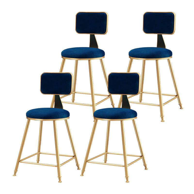Nordic Style Backrest Counter Stool Iron Cafe Bar Stool with Cushion and Pedal Blue 4 Piece Set Short Stool(18"H) Clearhalo 'Bar Furniture' 'Bar Stools' 'bar_stools' 'furn' 'furn_bar_stools' 'Furniture' 'furniture_bar_stools' 'Kitchen & Dining Furniture' 4889400