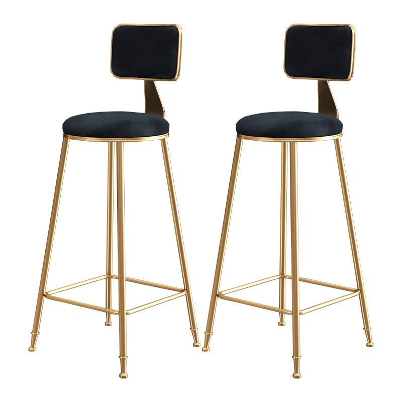 Nordic Style Backrest Counter Stool Iron Cafe Bar Stool with Cushion and Pedal Black 2 Piece Set Clearhalo 'Bar Furniture' 'Bar Stools' 'bar_stools' 'furn' 'furn_bar_stools' 'Furniture' 'furniture_bar_stools' 'Kitchen & Dining Furniture' 4889405