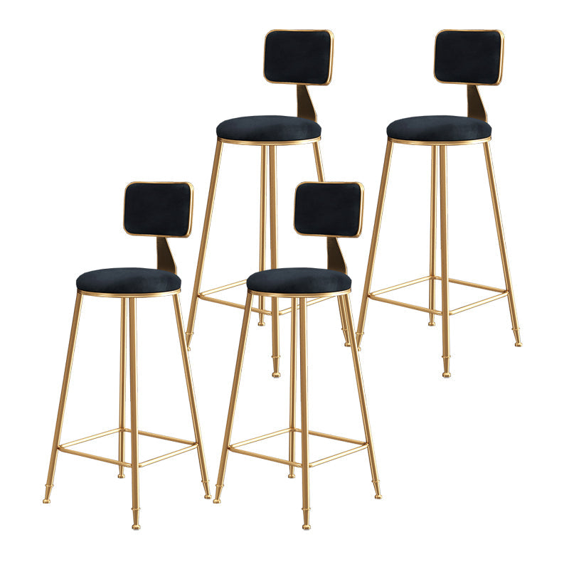 Nordic Style Backrest Counter Stool Iron Cafe Bar Stool with Cushion and Pedal Black 4 Piece Set Clearhalo 'Bar Furniture' 'Bar Stools' 'bar_stools' 'furn' 'furn_bar_stools' 'Furniture' 'furniture_bar_stools' 'Kitchen & Dining Furniture' 4889406