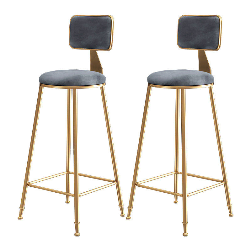 Nordic Style Backrest Counter Stool Iron Cafe Bar Stool with Cushion and Pedal Gray 2 Piece Set Clearhalo 'Bar Furniture' 'Bar Stools' 'bar_stools' 'furn' 'furn_bar_stools' 'Furniture' 'furniture_bar_stools' 'Kitchen & Dining Furniture' 4889408