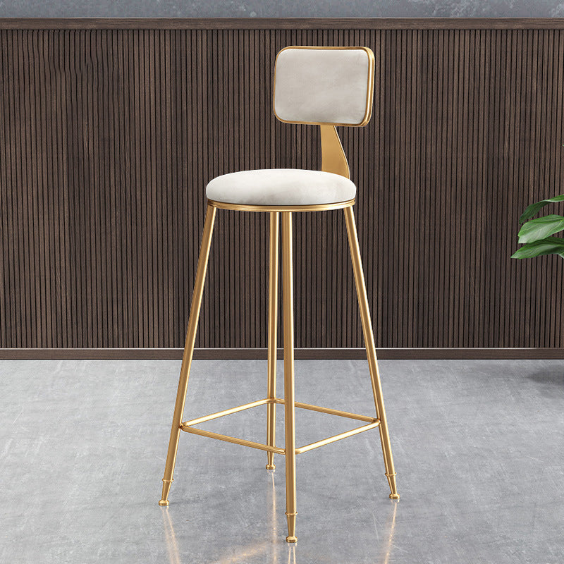 Nordic Style Backrest Counter Stool Iron Cafe Bar Stool with Cushion and Pedal White 1 Piece Clearhalo 'Bar Furniture' 'Bar Stools' 'bar_stools' 'furn' 'furn_bar_stools' 'Furniture' 'furniture_bar_stools' 'Kitchen & Dining Furniture' 4889410