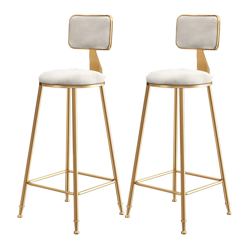 Nordic Style Backrest Counter Stool Iron Cafe Bar Stool with Cushion and Pedal White 2 Piece Set Clearhalo 'Bar Furniture' 'Bar Stools' 'bar_stools' 'furn' 'furn_bar_stools' 'Furniture' 'furniture_bar_stools' 'Kitchen & Dining Furniture' 4889411