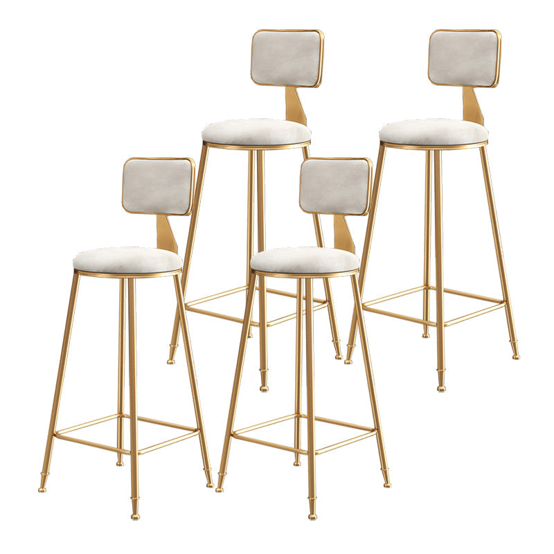 Nordic Style Backrest Counter Stool Iron Cafe Bar Stool with Cushion and Pedal White 4 Piece Set Clearhalo 'Bar Furniture' 'Bar Stools' 'bar_stools' 'furn' 'furn_bar_stools' 'Furniture' 'furniture_bar_stools' 'Kitchen & Dining Furniture' 4889412