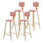 Nordic Style Backrest Counter Stool Iron Cafe Bar Stool with Cushion and Pedal Pink 4 Piece Set Clearhalo 'Bar Furniture' 'Bar Stools' 'bar_stools' 'furn' 'furn_bar_stools' 'Furniture' 'furniture_bar_stools' 'Kitchen & Dining Furniture' 4889415