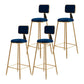 Nordic Style Backrest Counter Stool Iron Cafe Bar Stool with Cushion and Pedal Blue 4 Piece Set Clearhalo 'Bar Furniture' 'Bar Stools' 'bar_stools' 'furn' 'furn_bar_stools' 'Furniture' 'furniture_bar_stools' 'Kitchen & Dining Furniture' 4889418
