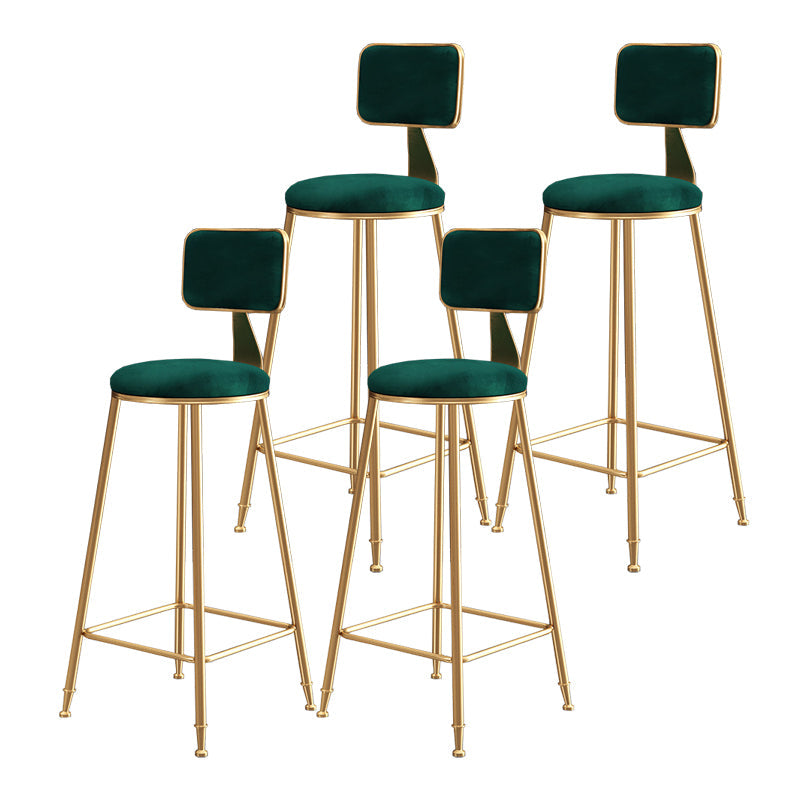 Nordic Style Backrest Counter Stool Iron Cafe Bar Stool with Cushion and Pedal Green 4 Piece Set Clearhalo 'Bar Furniture' 'Bar Stools' 'bar_stools' 'furn' 'furn_bar_stools' 'Furniture' 'furniture_bar_stools' 'Kitchen & Dining Furniture' 4889421