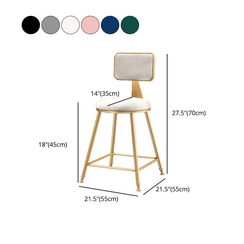 Nordic Style Backrest Counter Stool Iron Cafe Bar Stool with Cushion and Pedal Clearhalo 'Bar Furniture' 'Bar Stools' 'bar_stools' 'furn' 'furn_bar_stools' 'Furniture' 'furniture_bar_stools' 'Kitchen & Dining Furniture' 4889422