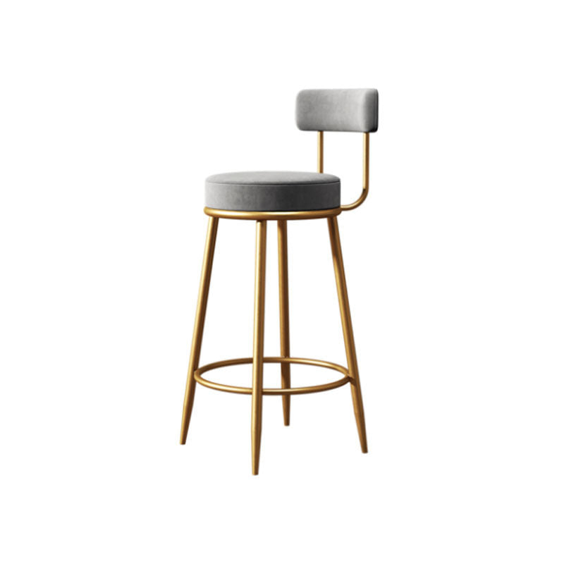 Nordic Armless Backrest Counter Stool Iron Cafe Bar Stool with Velvet Cushion and Pedal Clearhalo 'Bar Furniture' 'Bar Stools' 'bar_stools' 'furn' 'furn_bar_stools' 'Furniture' 'furniture_bar_stools' 'Kitchen & Dining Furniture' 4889429