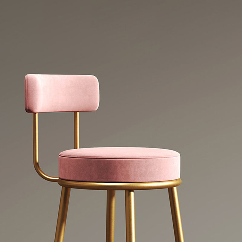 Nordic Armless Backrest Counter Stool Iron Cafe Bar Stool with Velvet Cushion and Pedal Clearhalo 'Bar Furniture' 'Bar Stools' 'bar_stools' 'furn' 'furn_bar_stools' 'Furniture' 'furniture_bar_stools' 'Kitchen & Dining Furniture' 4889433