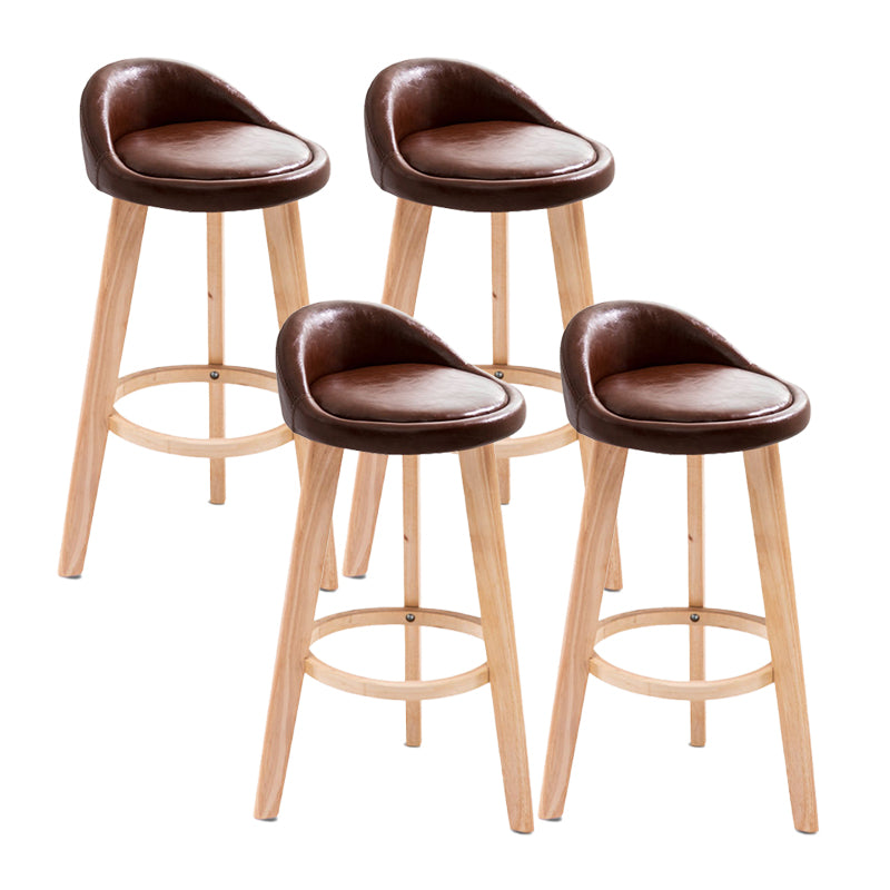 Contemporary Matte Finish Upholstered Bar Stools Restaurant Footrest Stool Brown 4 Piece Set Clearhalo 'Bar Furniture' 'Bar Stools' 'bar_stools' 'furn' 'furn_bar_stools' 'Furniture' 'furniture_bar_stools' 'Kitchen & Dining Furniture' 4889459