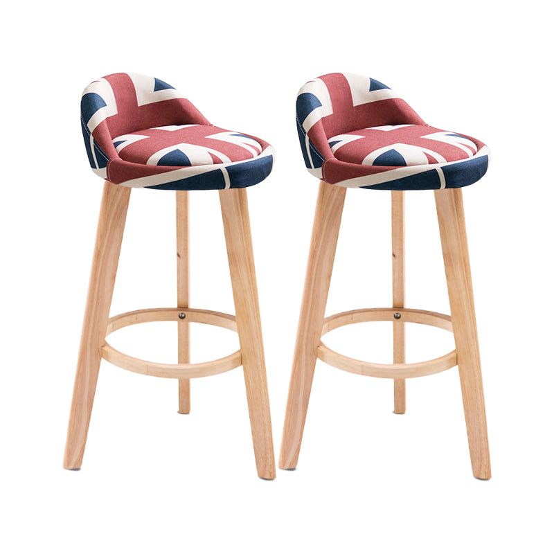 Contemporary Matte Finish Upholstered Bar Stools Restaurant Footrest Stool Red-White-Blue 2 Piece Set Clearhalo 'Bar Furniture' 'Bar Stools' 'bar_stools' 'furn' 'furn_bar_stools' 'Furniture' 'furniture_bar_stools' 'Kitchen & Dining Furniture' 4889470