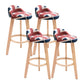 Contemporary Matte Finish Upholstered Bar Stools Restaurant Footrest Stool Red-White-Blue 4 Piece Set Clearhalo 'Bar Furniture' 'Bar Stools' 'bar_stools' 'furn' 'furn_bar_stools' 'Furniture' 'furniture_bar_stools' 'Kitchen & Dining Furniture' 4889471