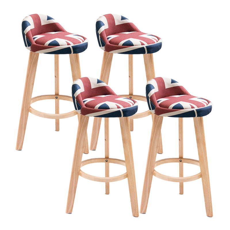 Contemporary Matte Finish Upholstered Bar Stools Restaurant Footrest Stool Red-White-Blue 4 Piece Set Clearhalo 'Bar Furniture' 'Bar Stools' 'bar_stools' 'furn' 'furn_bar_stools' 'Furniture' 'furniture_bar_stools' 'Kitchen & Dining Furniture' 4889471