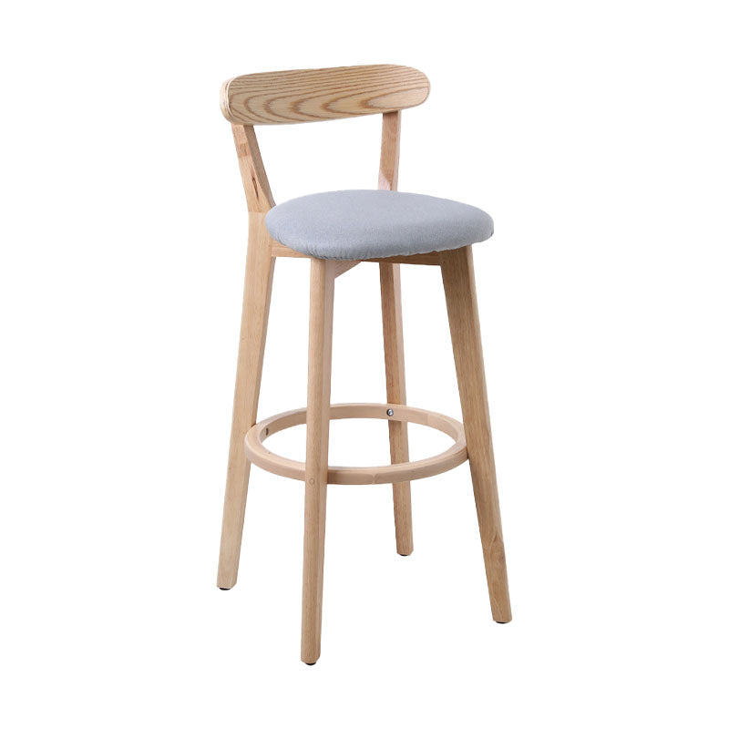 Scandinavian Rubberwood Coffee Shop Stool Footrest Upholstered Bar Stools Light Gray Natural 1 Piece Clearhalo 'Bar Furniture' 'Bar Stools' 'bar_stools' 'furn' 'furn_bar_stools' 'Furniture' 'furniture_bar_stools' 'Kitchen & Dining Furniture' 4889577