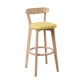 Scandinavian Rubberwood Coffee Shop Stool Footrest Upholstered Bar Stools Yellow Natural 1 Piece Clearhalo 'Bar Furniture' 'Bar Stools' 'bar_stools' 'furn' 'furn_bar_stools' 'Furniture' 'furniture_bar_stools' 'Kitchen & Dining Furniture' 4889583