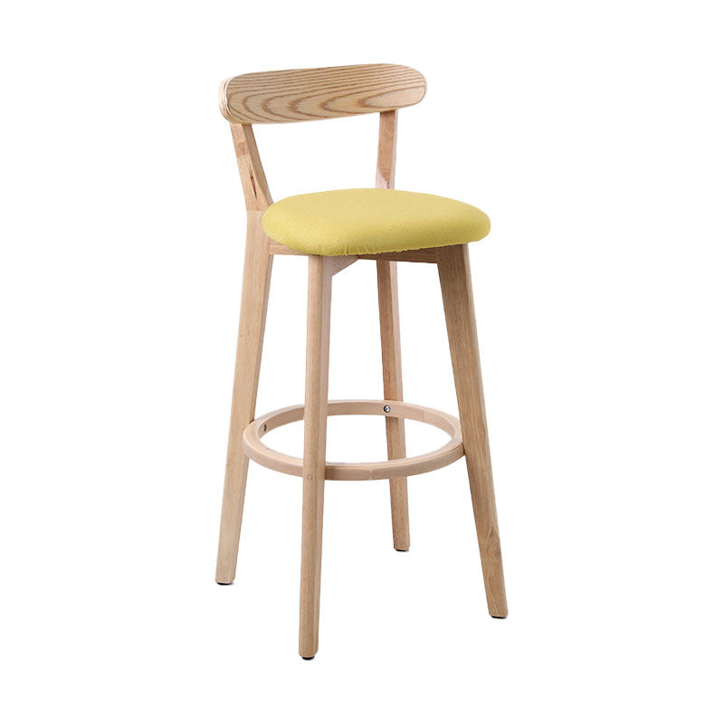 Scandinavian Rubberwood Coffee Shop Stool Footrest Upholstered Bar Stools Yellow Natural 1 Piece Clearhalo 'Bar Furniture' 'Bar Stools' 'bar_stools' 'furn' 'furn_bar_stools' 'Furniture' 'furniture_bar_stools' 'Kitchen & Dining Furniture' 4889583