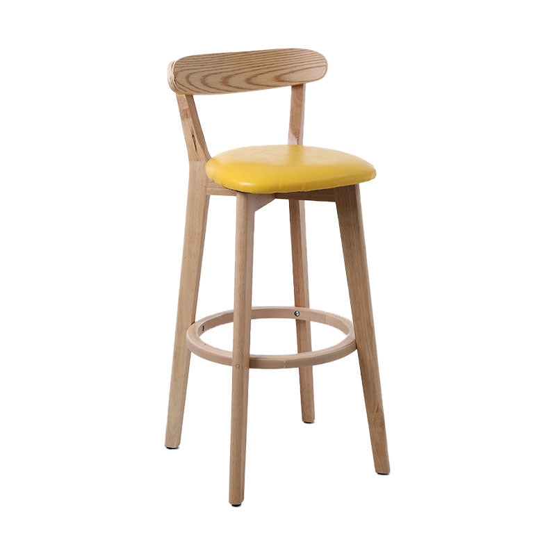 Scandinavian Rubberwood Coffee Shop Stool Footrest Upholstered Bar Stools Ginger Natural 1 Piece Clearhalo 'Bar Furniture' 'Bar Stools' 'bar_stools' 'furn' 'furn_bar_stools' 'Furniture' 'furniture_bar_stools' 'Kitchen & Dining Furniture' 4889584