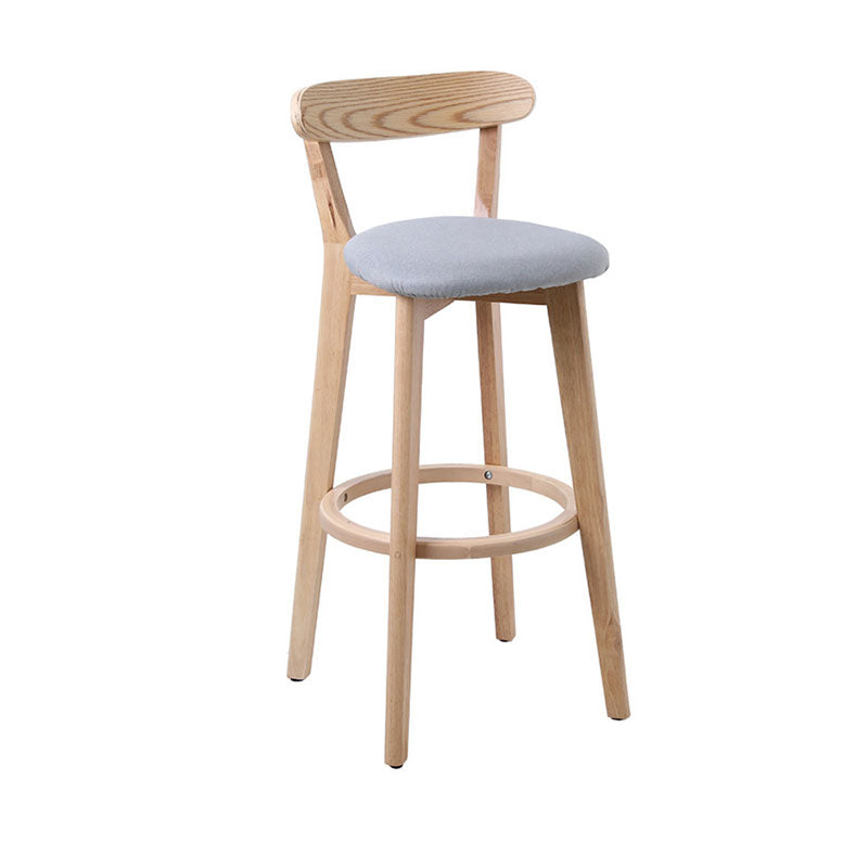 Scandinavian Rubberwood Coffee Shop Stool Footrest Upholstered Bar Stools Clearhalo 'Bar Furniture' 'Bar Stools' 'bar_stools' 'furn' 'furn_bar_stools' 'Furniture' 'furniture_bar_stools' 'Kitchen & Dining Furniture' 4889585