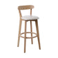 Scandinavian Rubberwood Coffee Shop Stool Footrest Upholstered Bar Stools Off-White Natural 1 Piece Clearhalo 'Bar Furniture' 'Bar Stools' 'bar_stools' 'furn' 'furn_bar_stools' 'Furniture' 'furniture_bar_stools' 'Kitchen & Dining Furniture' 4889586
