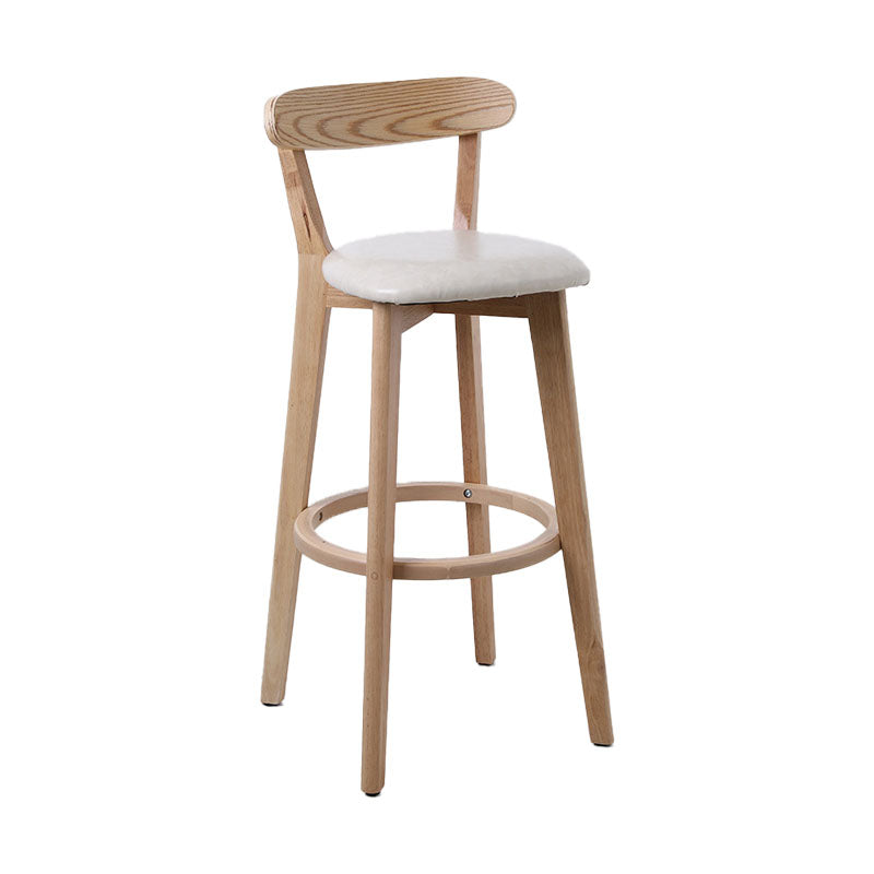 Scandinavian Rubberwood Coffee Shop Stool Footrest Upholstered Bar Stools Off-White Natural 1 Piece Clearhalo 'Bar Furniture' 'Bar Stools' 'bar_stools' 'furn' 'furn_bar_stools' 'Furniture' 'furniture_bar_stools' 'Kitchen & Dining Furniture' 4889586