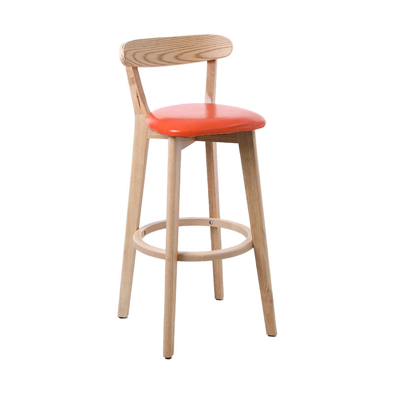 Scandinavian Rubberwood Coffee Shop Stool Footrest Upholstered Bar Stools Orange Natural 1 Piece Clearhalo 'Bar Furniture' 'Bar Stools' 'bar_stools' 'furn' 'furn_bar_stools' 'Furniture' 'furniture_bar_stools' 'Kitchen & Dining Furniture' 4889588