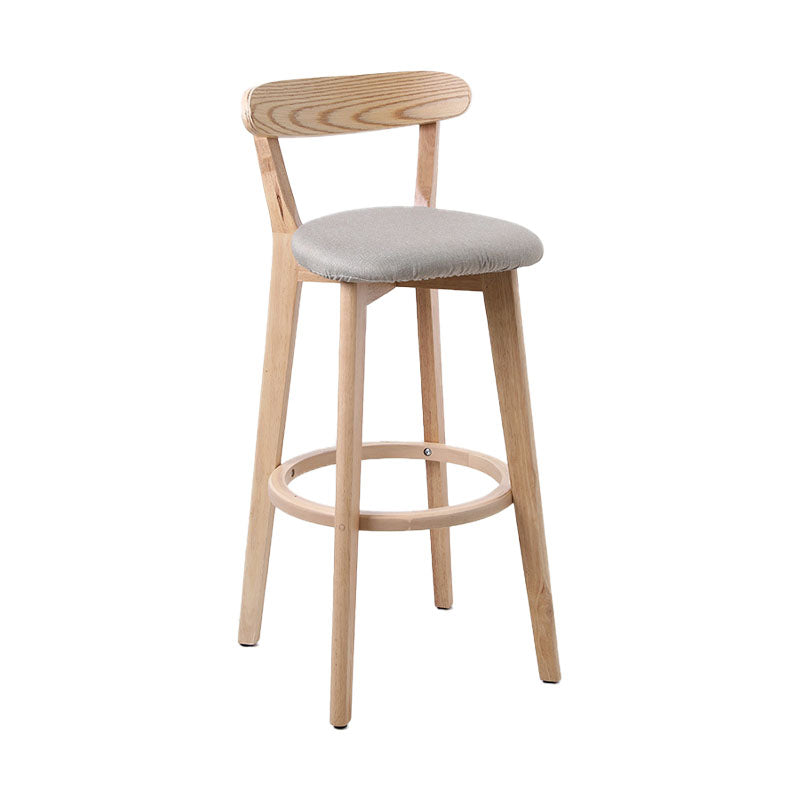 Scandinavian Rubberwood Coffee Shop Stool Footrest Upholstered Bar Stools Khaki Natural 1 Piece Clearhalo 'Bar Furniture' 'Bar Stools' 'bar_stools' 'furn' 'furn_bar_stools' 'Furniture' 'furniture_bar_stools' 'Kitchen & Dining Furniture' 4889590
